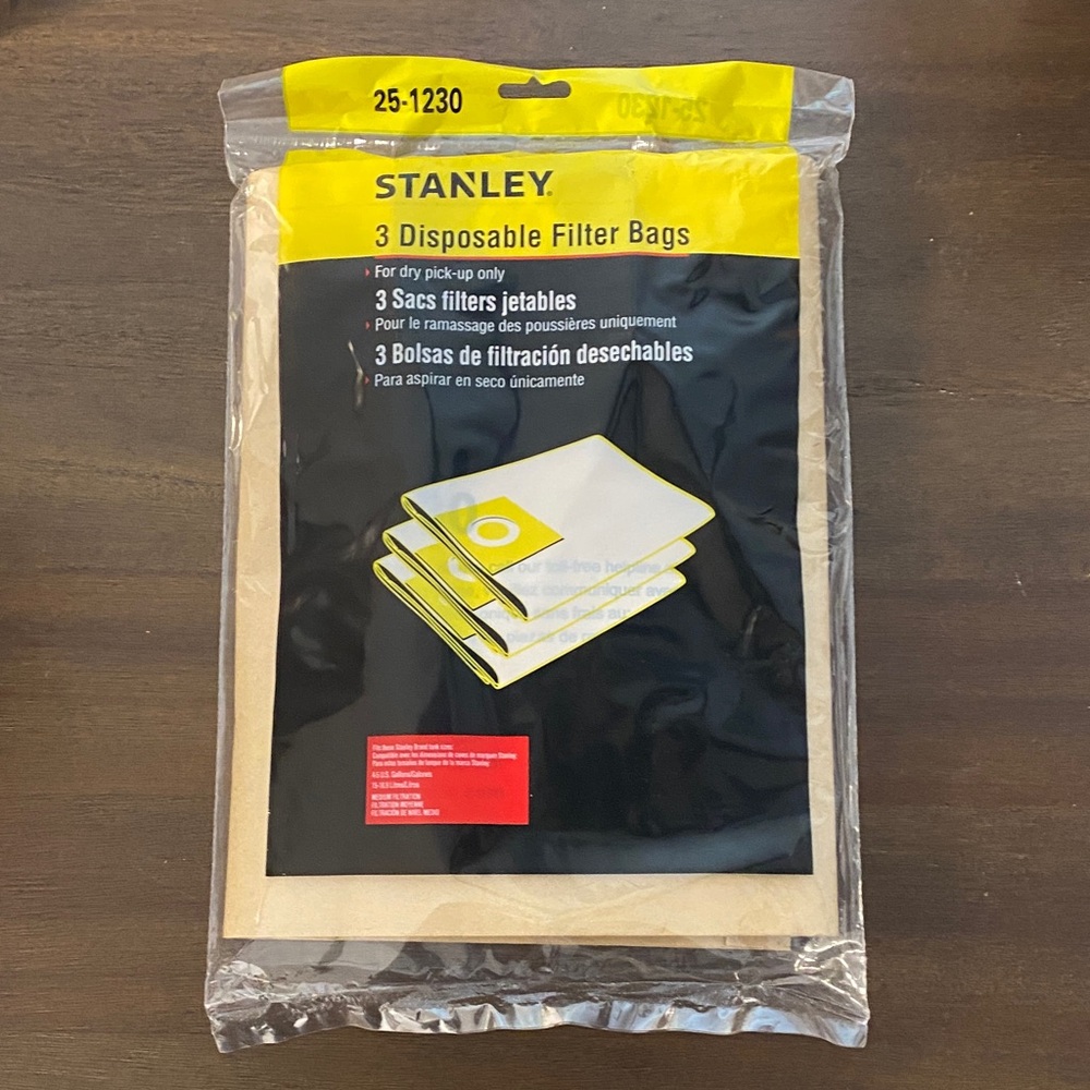 Stanley 25-1230 (3) Disposable Filter Bags 4-5 U.S. Gallons 15-18.9 Litres